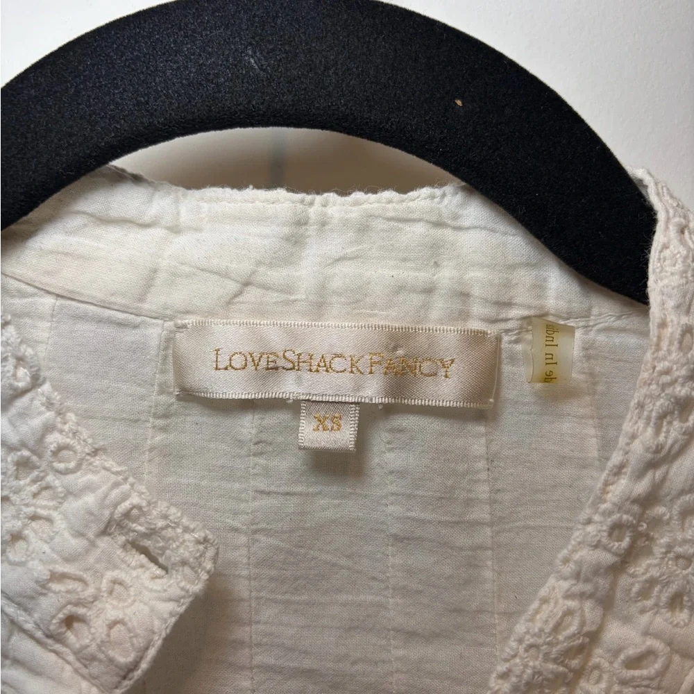 LoveShackFancy Ivory‎ Eyelet Lace Button-Down Blouse